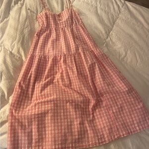 J. Crew Light Pink and White Gingham Sun Dress